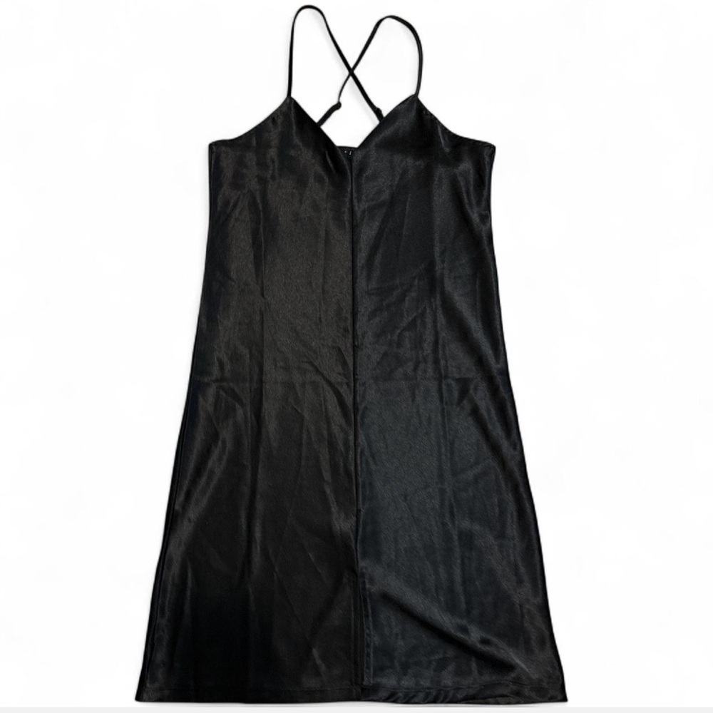 Hot Kiss Black Slip Dress Cross Adjustable Straps Goth Grunge Size Large